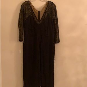 Ruched black dress with lace
